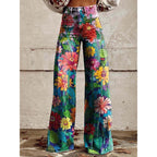 Brynn | Damenjeans mit weitem Bein und Blumenprint