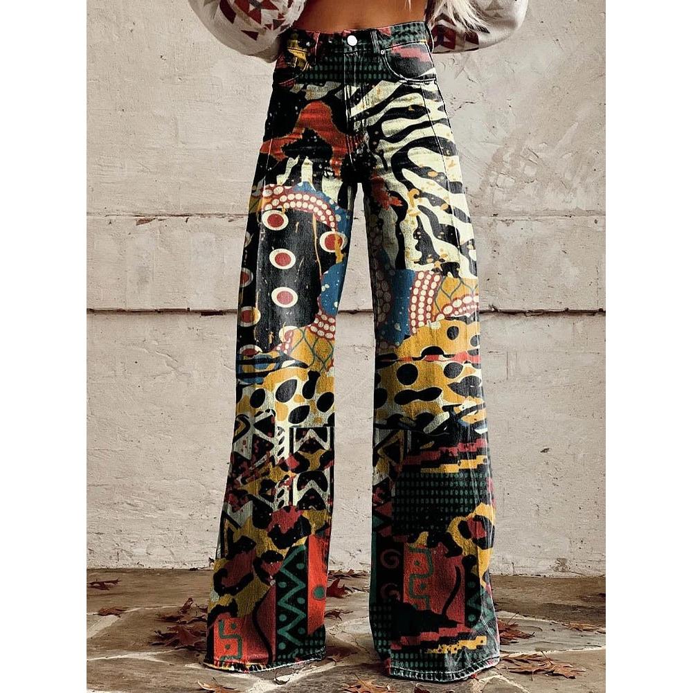 Brynn | Damenjeans mit weitem Bein und Blumenprint