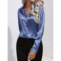 Luciana | Damen Satin Hemd Mit Knopfleiste Und Langarm