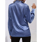 Luciana | Damen Satin Hemd Mit Knopfleiste Und Langarm
