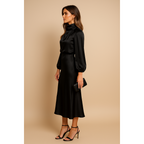 Elena | Damen Midikleid mit hoher Taille und Langarm