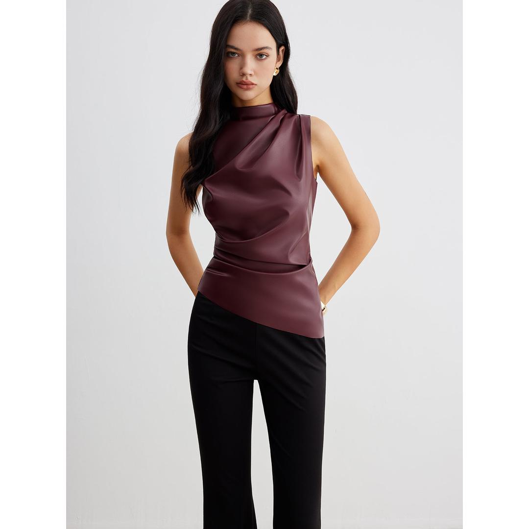 Layla | Damen ärmelloses Top mit Stehkragen
