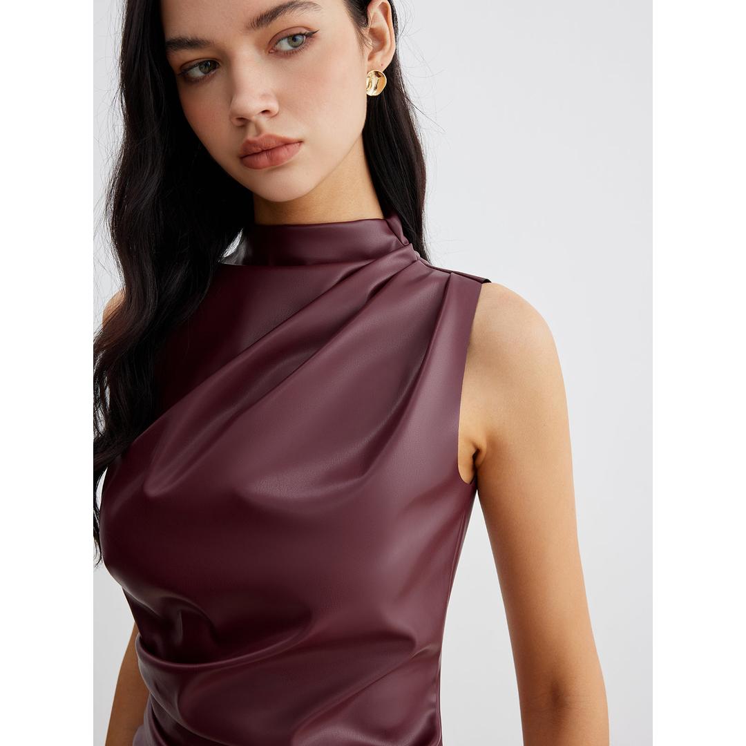 Layla | Damen ärmelloses Top mit Stehkragen