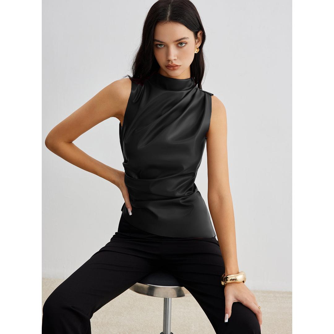 Layla | Damen ärmelloses Top mit Stehkragen
