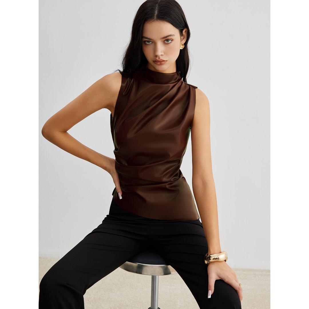 Layla | Damen ärmelloses Top mit Stehkragen