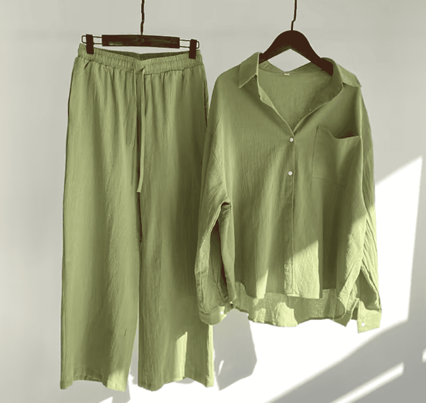 Clara | Damen Set Mit Hemd Und Hose Mit Elastischem Bund