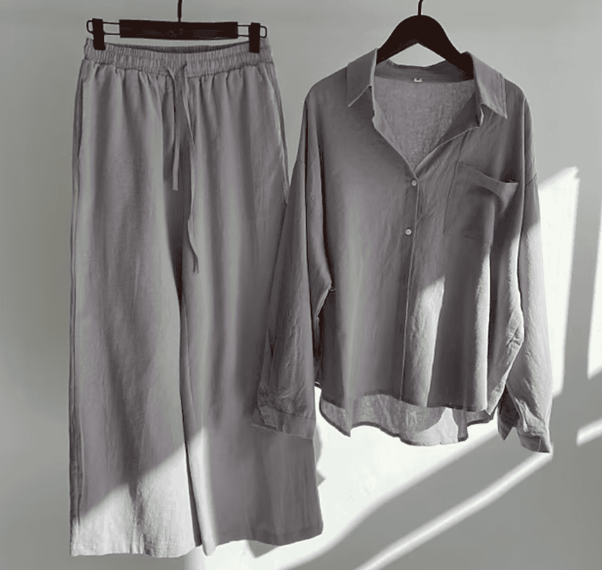 Clara | Damen Set Mit Hemd Und Hose Mit Elastischem Bund
