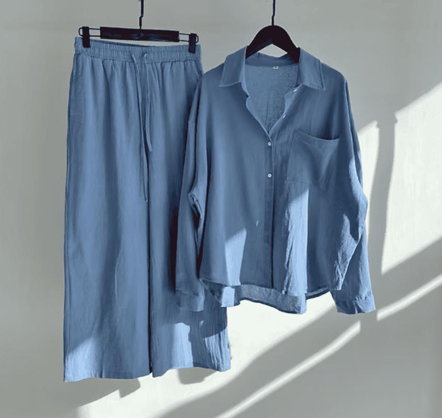 Clara | Damen Set Mit Hemd Und Hose Mit Elastischem Bund