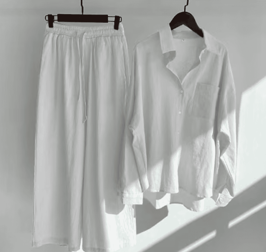 Clara | Damen Set Mit Hemd Und Hose Mit Elastischem Bund