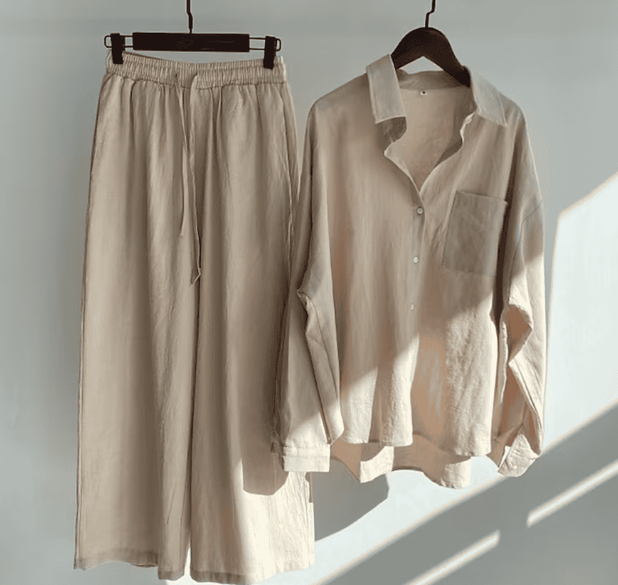 Clara | Damen Set Mit Hemd Und Hose Mit Elastischem Bund