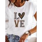 Nora | Damen Weißes Kurzarm T-Shirt Mit Herz Print