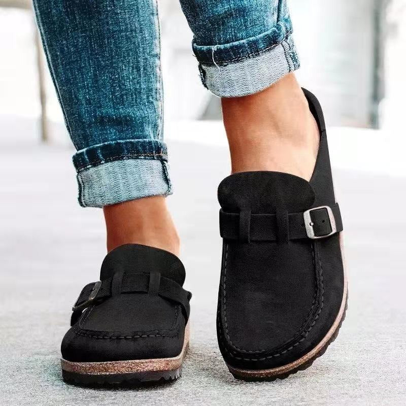Tessa | Damen Slipper Mit Schnallenriemen Und Profilierter Sohle