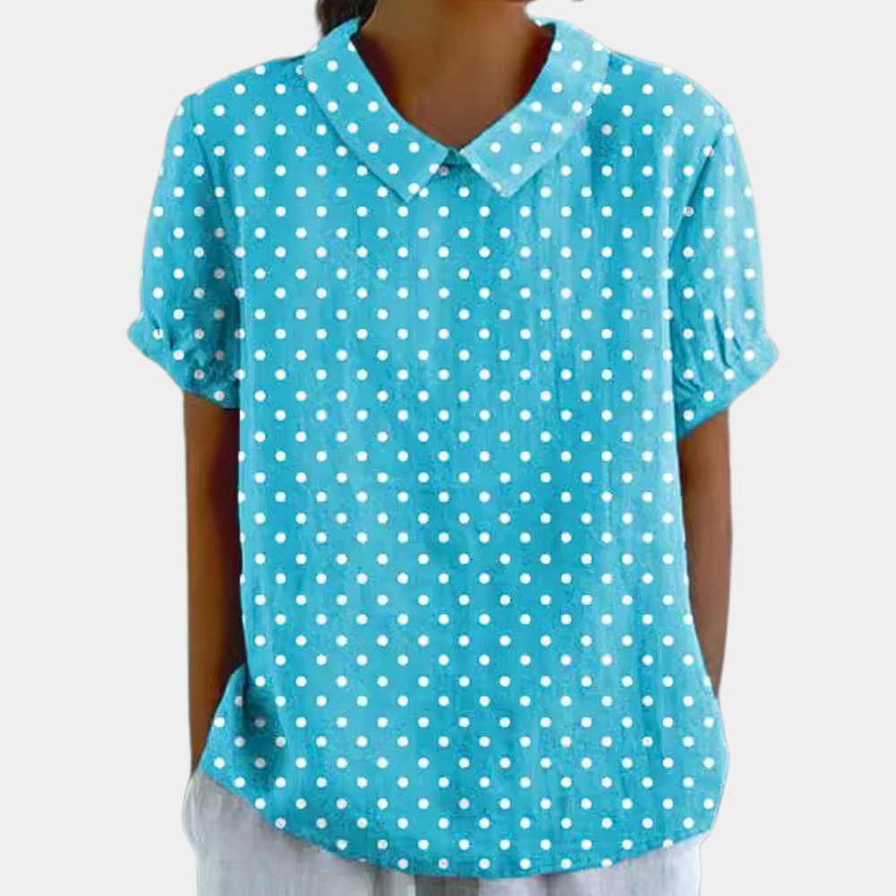 Leona | Damen Kurzarm Bluse Mit Pastoralem Blumenprint