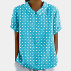 Leona | Damen Kurzarm Bluse Mit Pastoralem Blumenprint