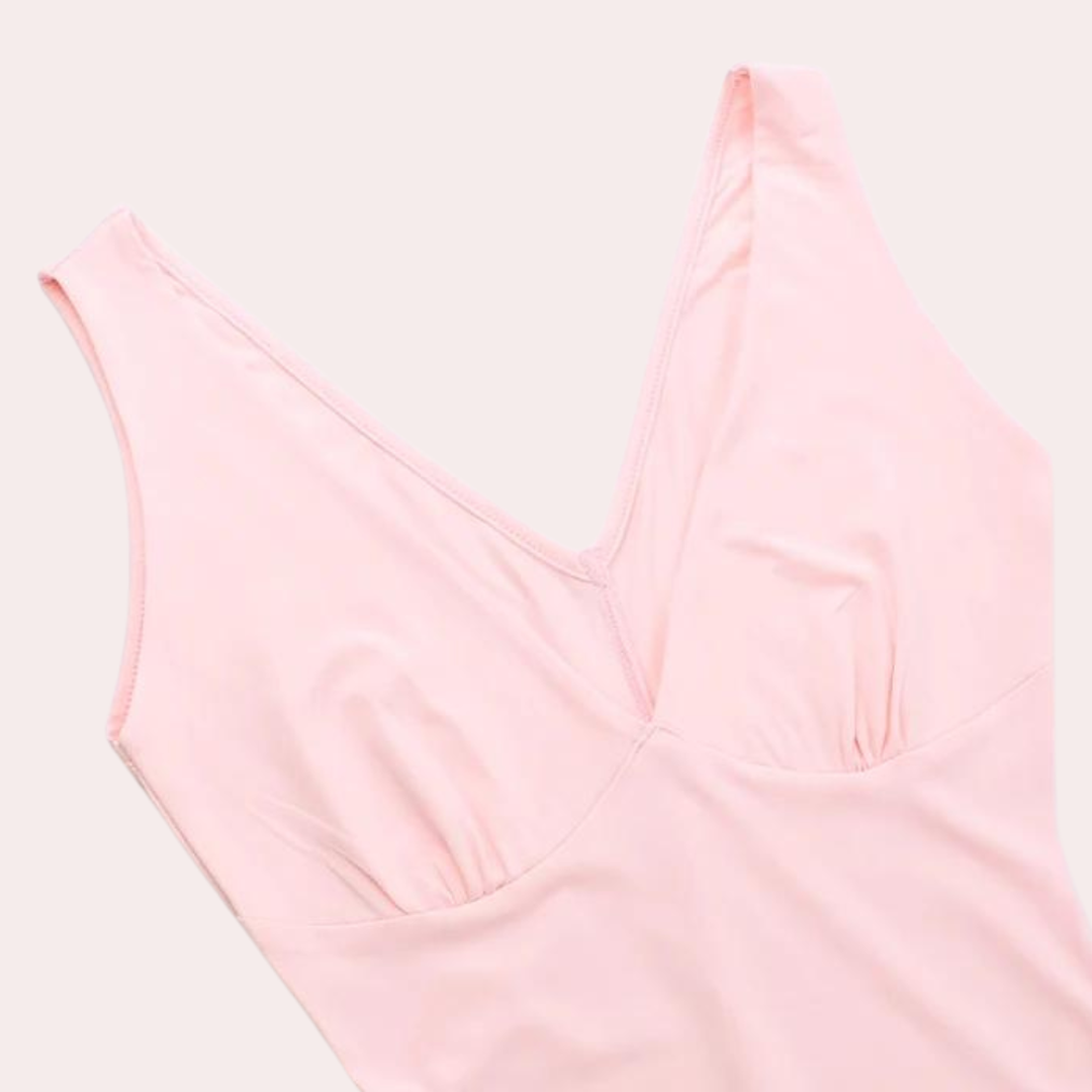 Evelyn | Damen Ärmelloses Maxi Kleid Mit V-Ausschnitt Und Asymmetrischem Schlitz