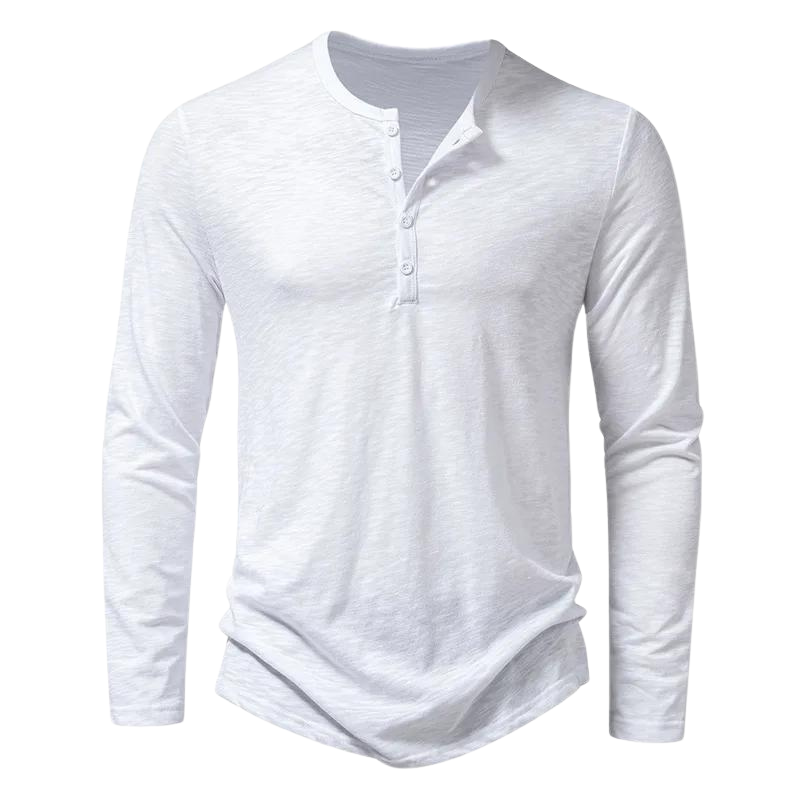 Aaron | Herren Langarm Henley Shirt Mit Knopfleiste