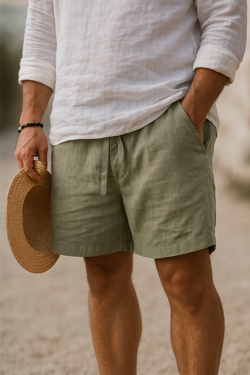 Wesley | Herren Freizeit Shorts Aus Baumwoll Leinen Mischung