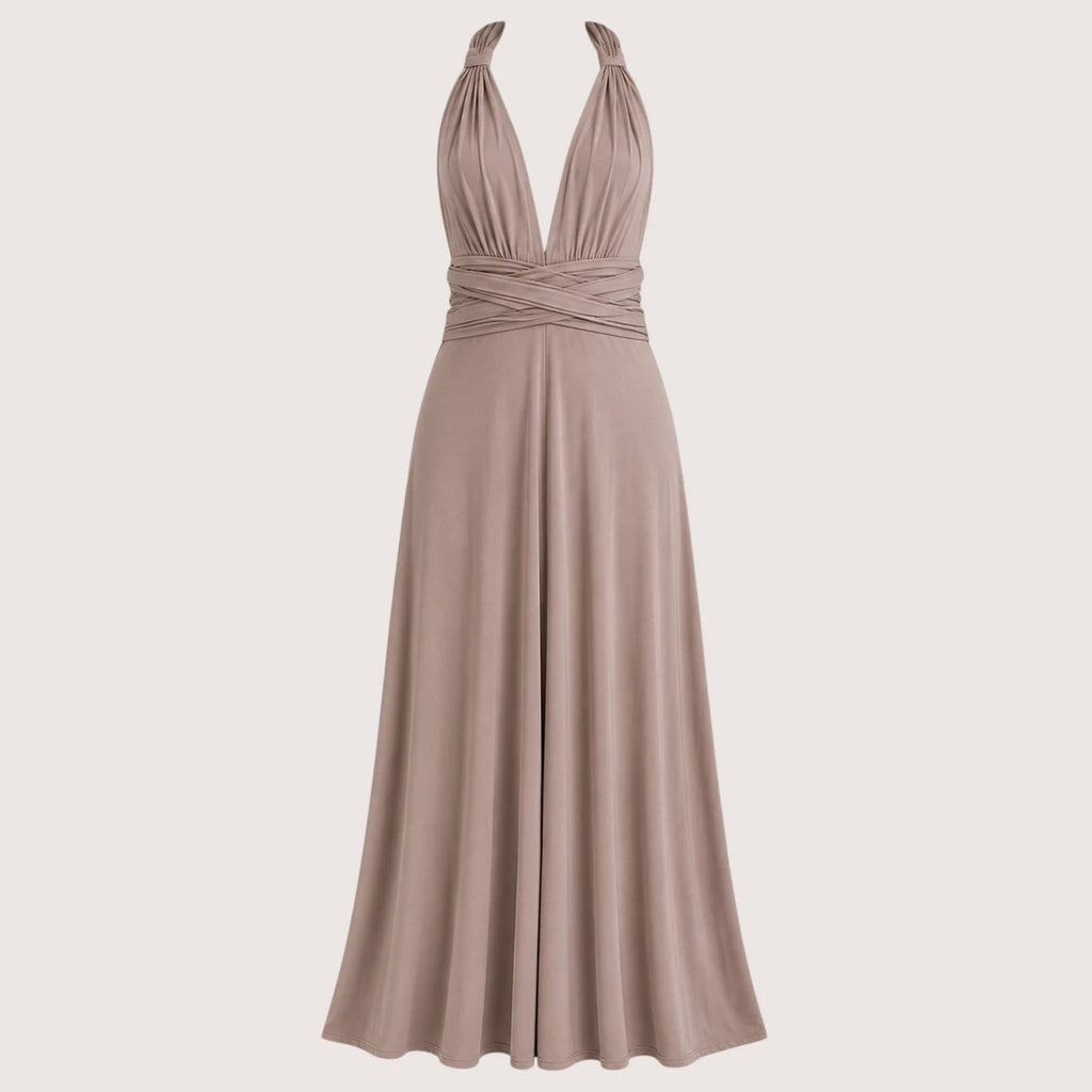 Elaina | Damen Wandelbares Wickel Maxikleid Mit Offenem Rücken
