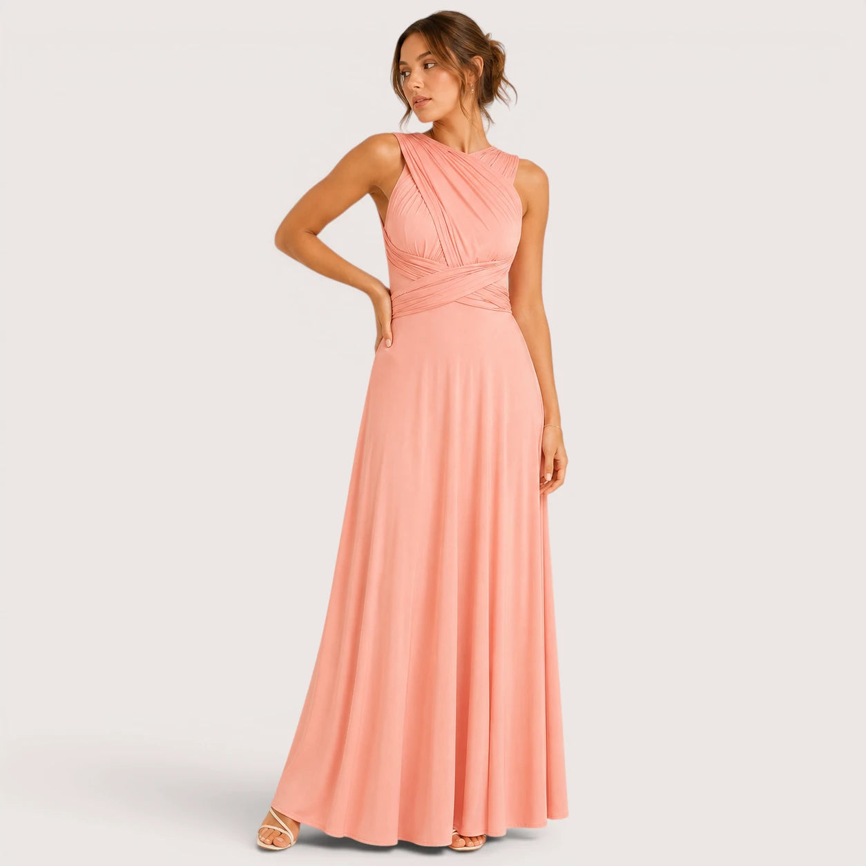 Elaina | Damen Wandelbares Wickel Maxikleid Mit Offenem Rücken