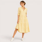 Ainsley | Damen Gestreiftes Hemdblusenkleid Mit Knopfleiste