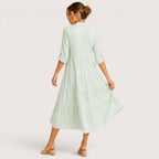 Ainsley | Damen Gestreiftes Hemdblusenkleid Mit Knopfleiste