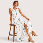 Kailani | Damen Midikleid Mit Floral Print Und Knopfdetail
