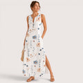 Kailani | Damen Midikleid Mit Floral Print Und Knopfdetail