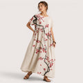 Anika | Damen Florales Midikleid Mit Rundhalsausschnitt