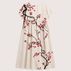 Anika | Damen Florales Midikleid Mit Rundhalsausschnitt