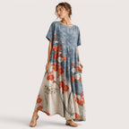 Anika | Damen Florales Midikleid Mit Rundhalsausschnitt