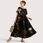 Anika | Damen Florales Midikleid Mit Rundhalsausschnitt