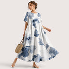 Anika | Damen Florales Midikleid Mit Rundhalsausschnitt