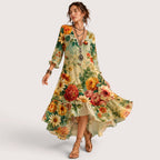 Hayden | Damen Midikleid Mit Floral Print Und V-Ausschnitt