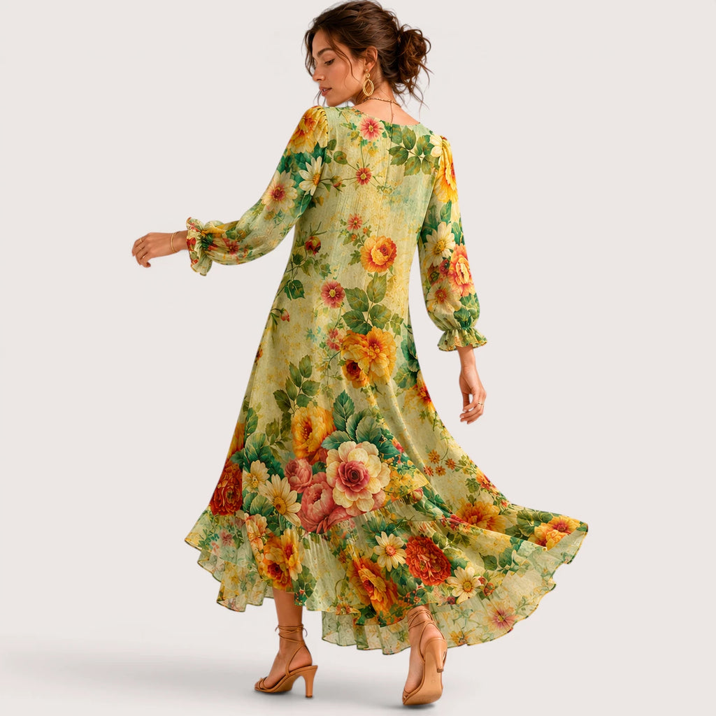 Hayden | Damen Midikleid Mit Floral Print Und V-Ausschnitt