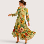Hayden | Damen Midikleid Mit Floral Print Und V-Ausschnitt