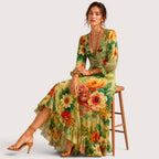 Hayden | Damen Midikleid Mit Floral Print Und V-Ausschnitt