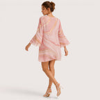 Reagan | Damen Mini Kleid Mit V-Ausschnitt Und Abstraktem Print