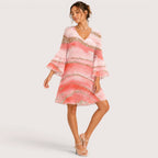 Reagan | Damen Mini Kleid Mit V-Ausschnitt Und Abstraktem Print