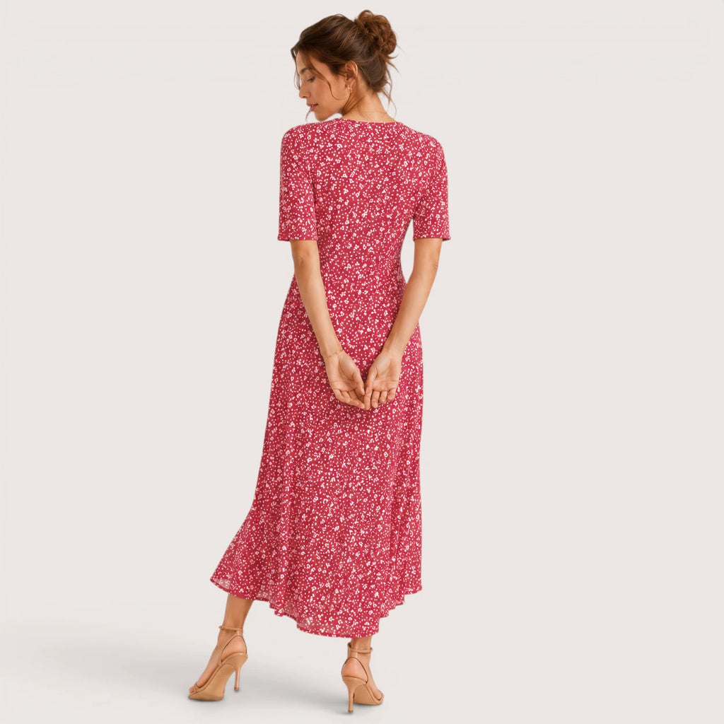 Frances | Damen Bedrucktes Midikleid Mit Seitentaschen