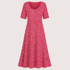 Frances | Damen Bedrucktes Midikleid Mit Seitentaschen