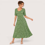Frances | Damen Bedrucktes Midikleid Mit Seitentaschen