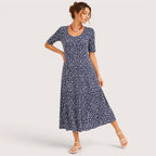 Frances | Damen Bedrucktes Midikleid Mit Seitentaschen