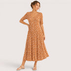 Frances | Damen Bedrucktes Midikleid Mit Seitentaschen