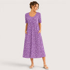 Frances | Damen Bedrucktes Midikleid Mit Seitentaschen