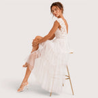 Kendra | Damen Tüll Cocktailkleid Mit V-Ausschnitt
