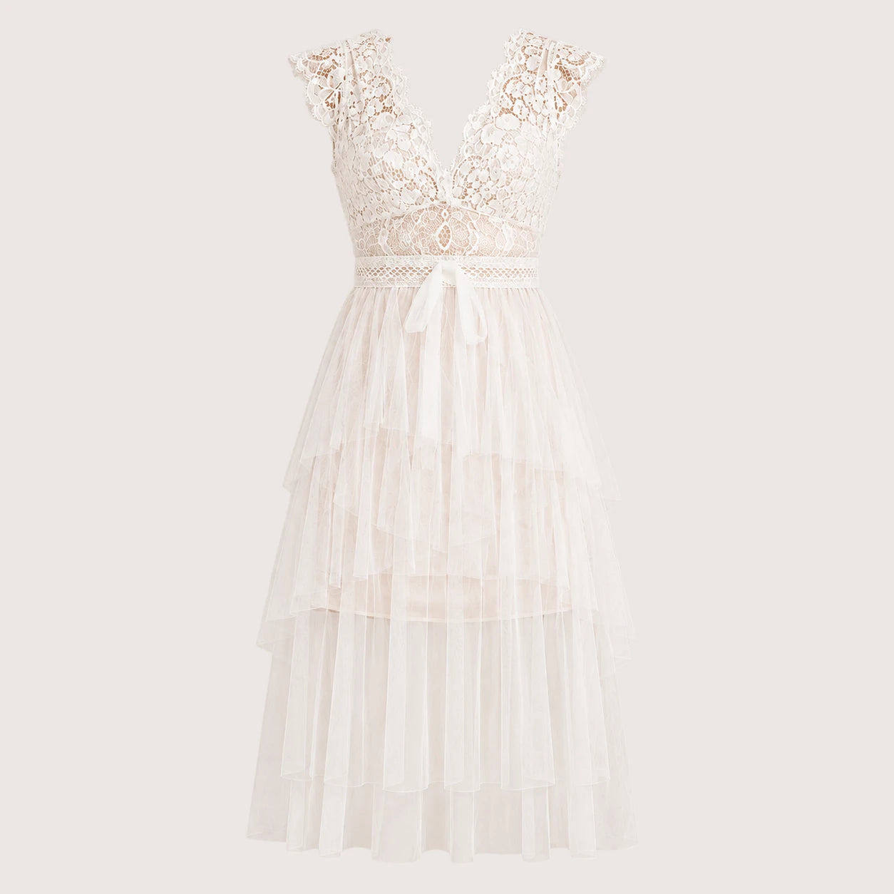 Kendra | Damen Tüll Cocktailkleid Mit V-Ausschnitt