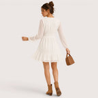 Tessa | Damen Mini Kleid Mit Polka Dots Und V-Ausschnitt