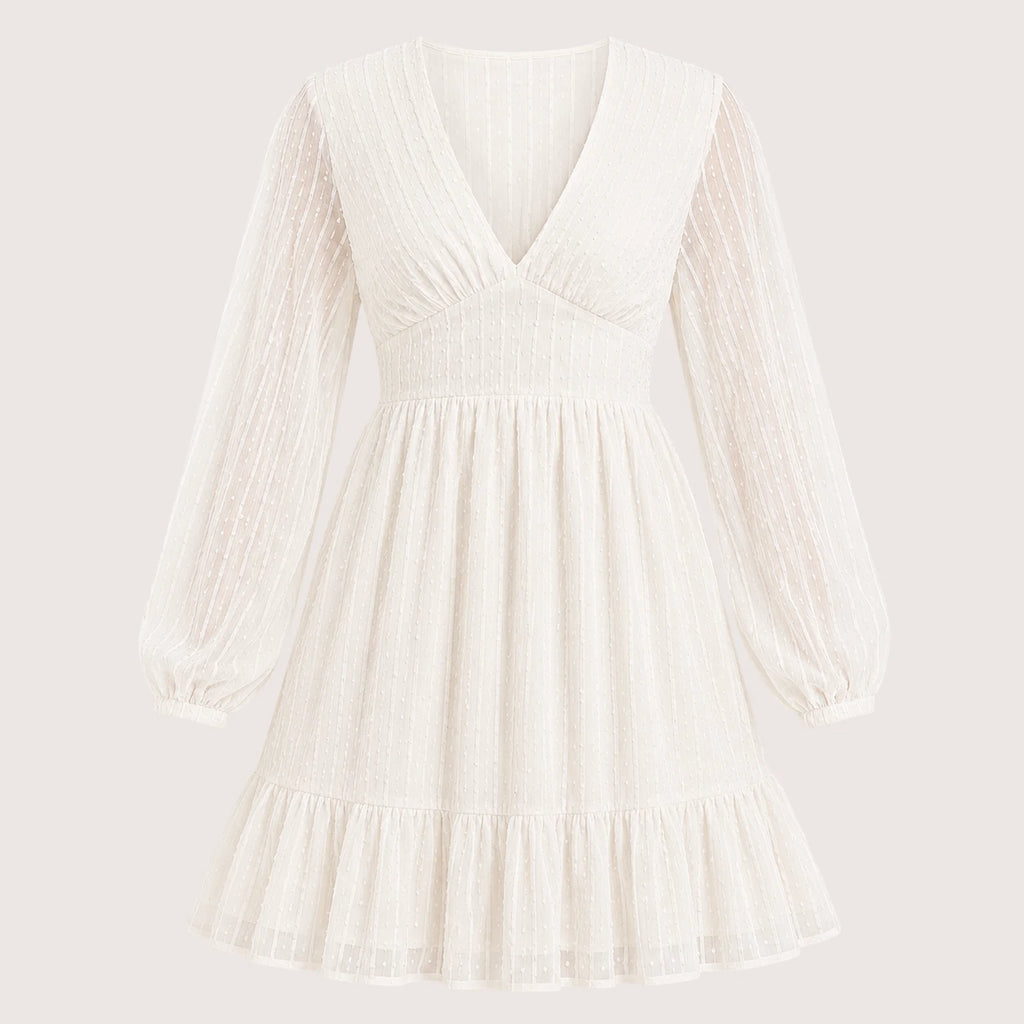 Tessa | Damen Mini Kleid Mit Polka Dots Und V-Ausschnitt