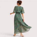 Cadence | Damen Langes V-Ausschnitt Kleid Mit Frontschlitz