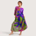 Raelynn | Damen Langes Kleid Mit Floral Print Und Rundhalsausschnitt